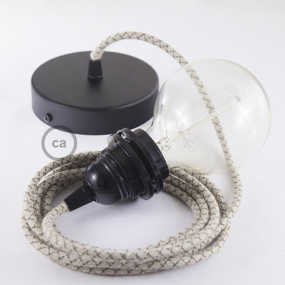 Pendel para pantalla, lámpara colgante cable textil Rombo Corteza RD63