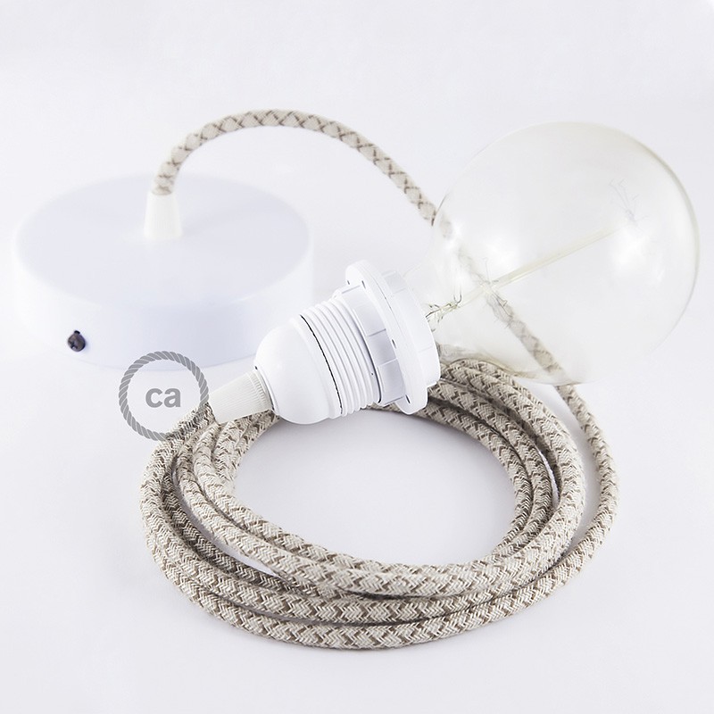 Pendel para pantalla, lámpara colgante cable textil Rombo Corteza RD63