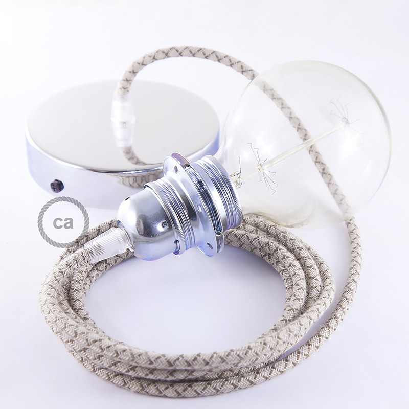 Pendel para pantalla, lámpara colgante cable textil Rombo Corteza RD63