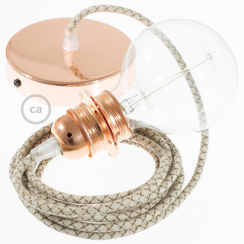 Pendel para pantalla, lámpara colgante cable textil Rombo Corteza RD63