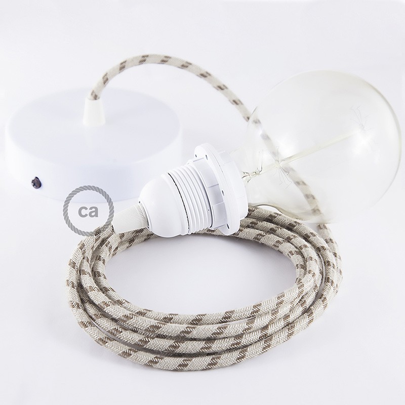 Pendel para pantalla, lámpara colgante cable textil Stripes Corteza RD53
