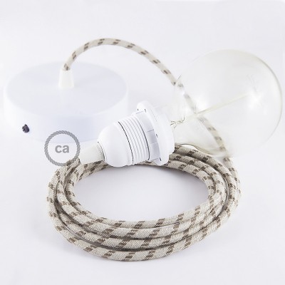 Pendel para pantalla, lámpara colgante cable textil Stripes Corteza RD53