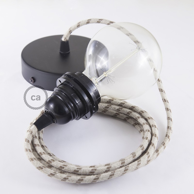 Pendel para pantalla, lámpara colgante cable textil Stripes Corteza RD53