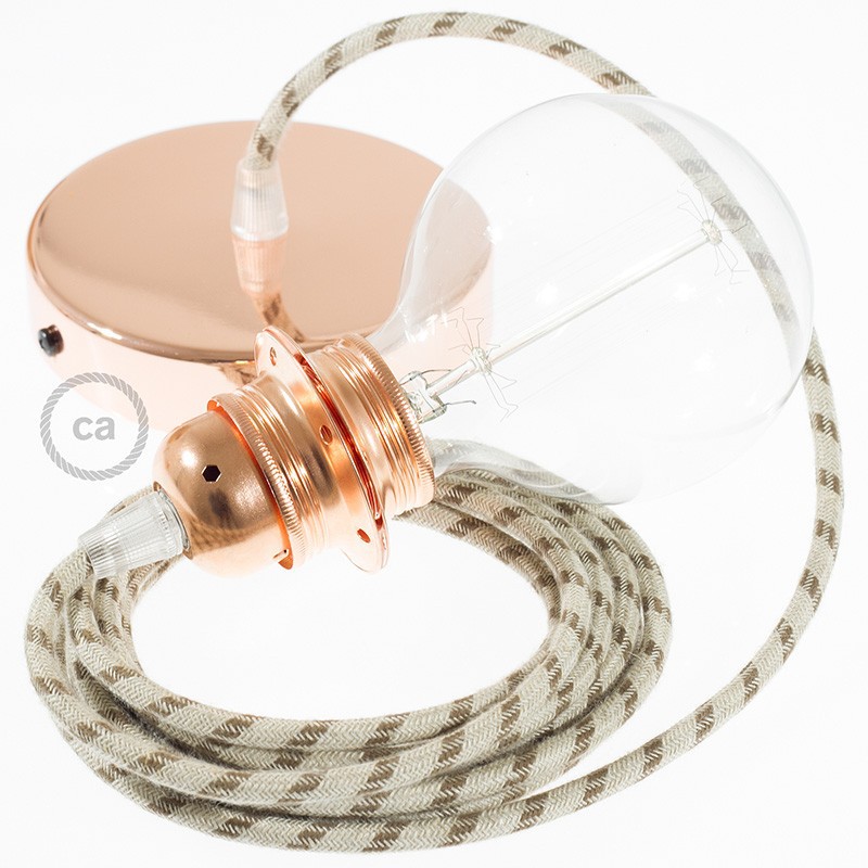 Pendel para pantalla, lámpara colgante cable textil Stripes Corteza RD53