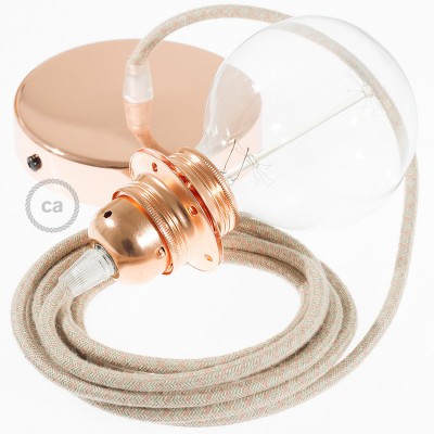 Pendel para pantalla, lámpara colgante cable textil Rombo Rosa Antico RD61