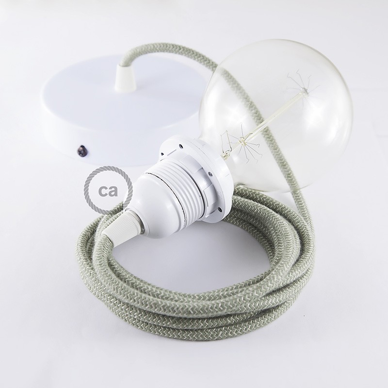Pendel para pantalla, lámpara colgante cable textil ZigZag Verde Tomillo RD72