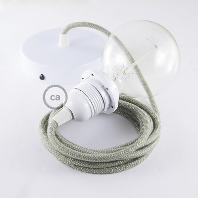 Pendel para pantalla, lámpara colgante cable textil ZigZag Verde Tomillo RD72