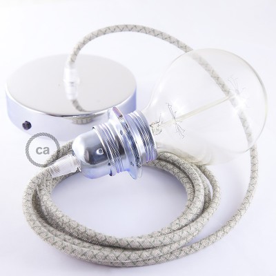 Pendel para pantalla, lámpara colgante cable textil Rombo Verde Tomillo RD62