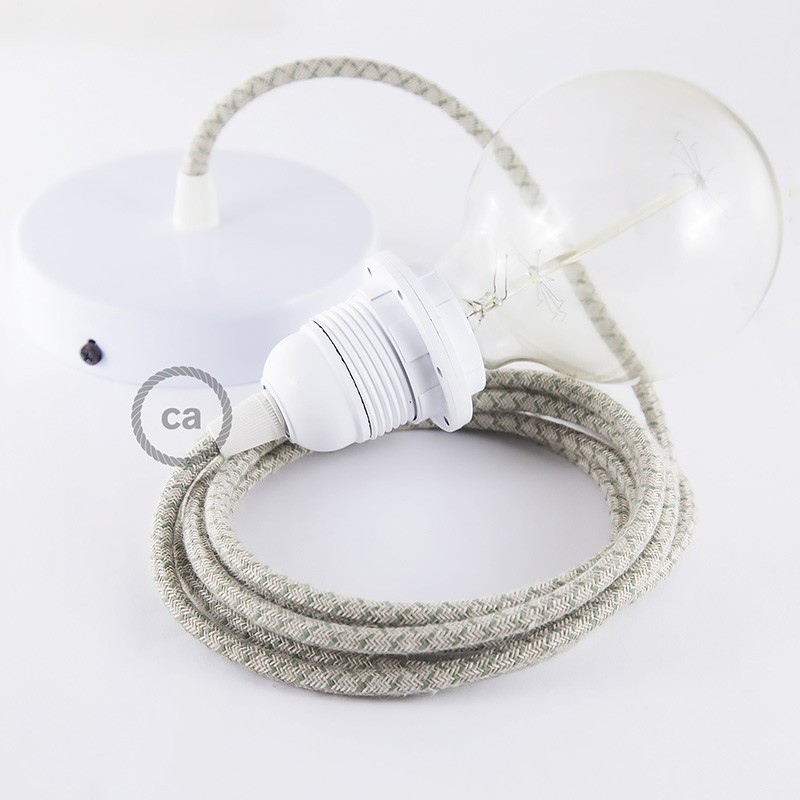 Pendel para pantalla, lámpara colgante cable textil Rombo Verde Tomillo RD62