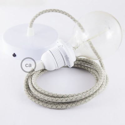 Pendel para pantalla, lámpara colgante cable textil Rombo Verde Tomillo RD62