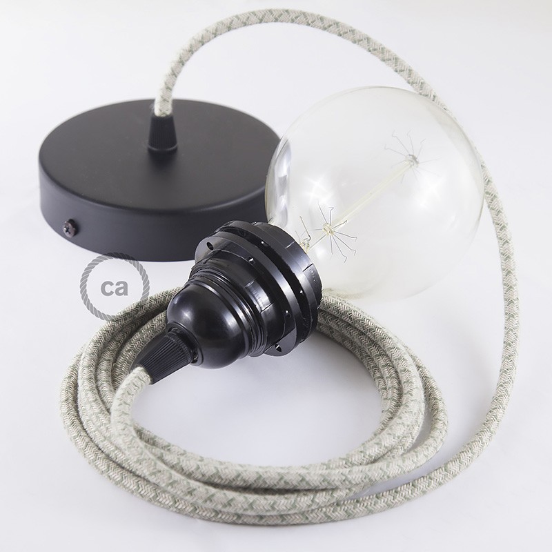 Pendel para pantalla, lámpara colgante cable textil Rombo Verde Tomillo RD62