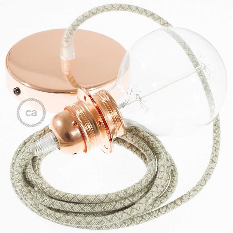 Pendel para pantalla, lámpara colgante cable textil Rombo Verde Tomillo RD62