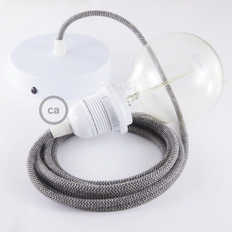 Pendel para pantalla, lámpara colgante cable textil ZigZag Antracita RD74