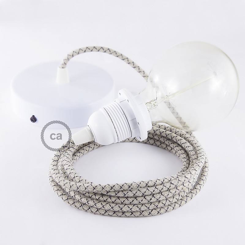 Pendel para pantalla, lámpara colgante cable textil Rombo Antracita RD64