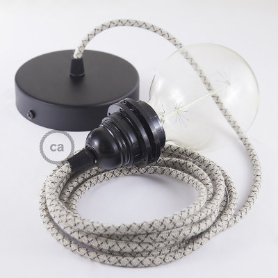 Pendel para pantalla, lámpara colgante cable textil Rombo Antracita RD64