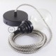 Pendel para pantalla, lámpara colgante cable textil Rombo Antracita RD64