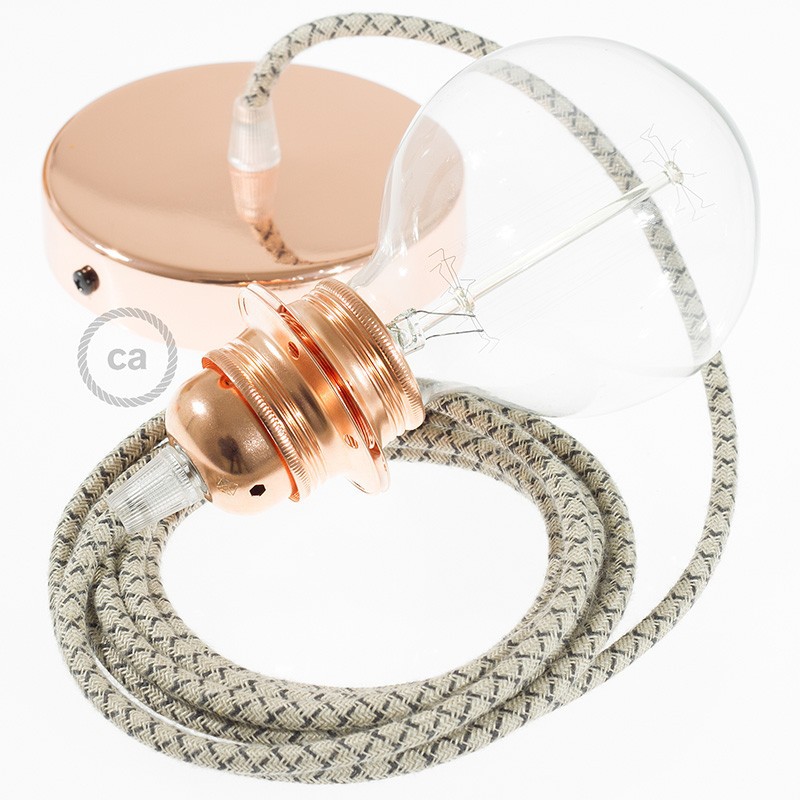 Pendel para pantalla, lámpara colgante cable textil Rombo Antracita RD64