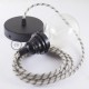 Pendel para pantalla, lámpara colgante cable textil Stripes Antracita RD54