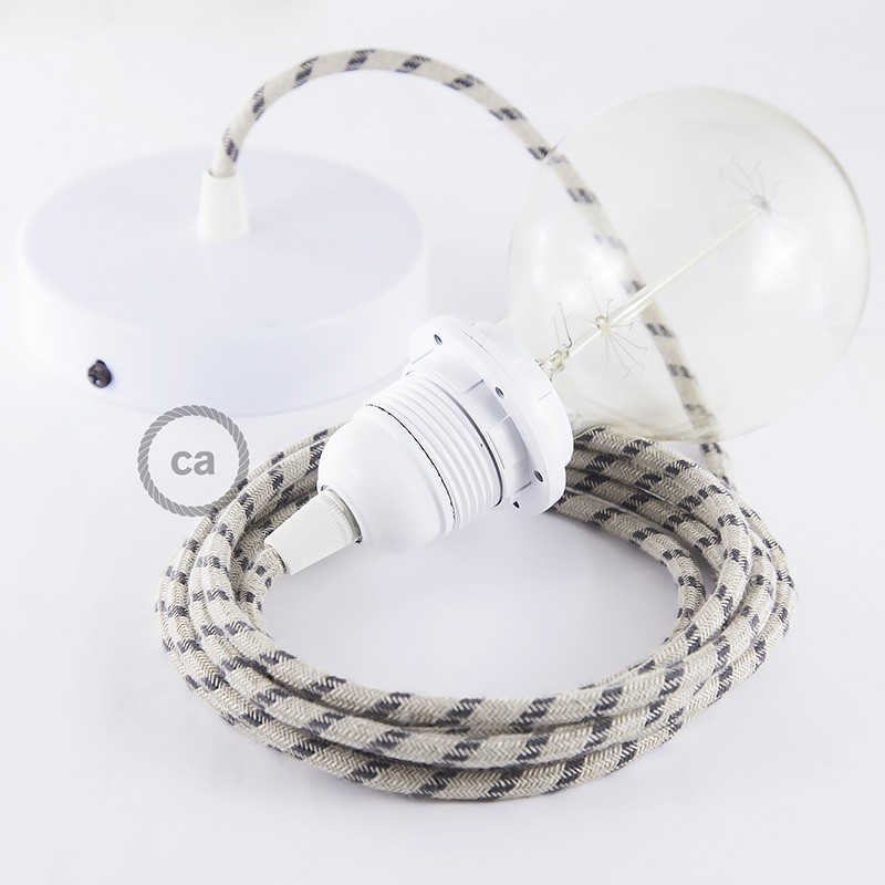 Pendel para pantalla, lámpara colgante cable textil Stripes Antracita RD54