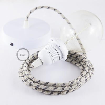 Pendel para pantalla, lámpara colgante cable textil Stripes Antracita RD54