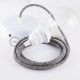 Pendel para pantalla, lámpara colgante cable textil Negro Glitter en Lino Natural RS81