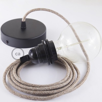 Pendel para pantalla, lámpara colgante cable textil Marrón Glitter en Lino Natural RS82