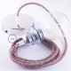 Pendel para pantalla, lámpara colgante cable textil Rojo Glitter en Lino Natural RS83