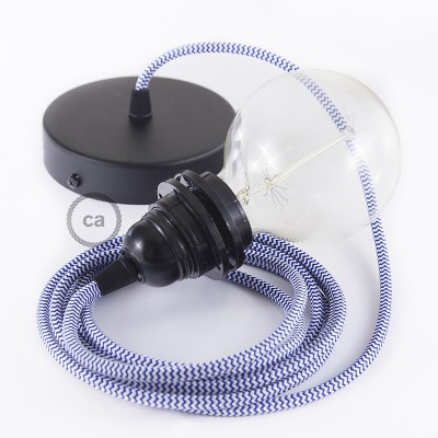 Pendel para pantalla, lámpara colgante cable textil ZigZag Azul RZ12