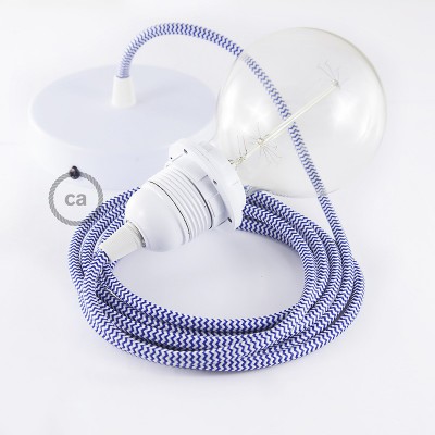 Pendel para pantalla, lámpara colgante cable textil ZigZag Azul RZ12