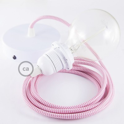 Pendel para pantalla, lámpara colgante cable textil ZigZag Fuchsia RZ08