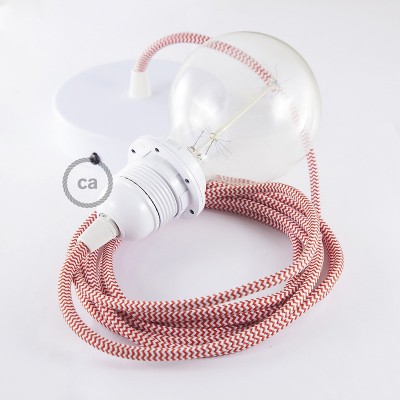 Pendel para pantalla, lámpara colgante cable textil ZigZag Rojo RZ09