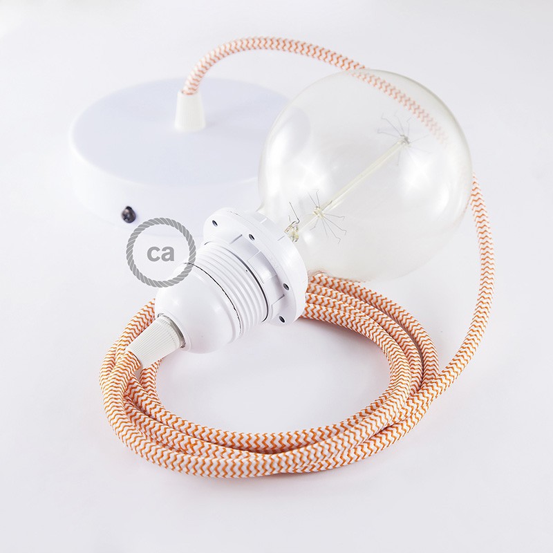 Pendel para pantalla, lámpara colgante cable textil ZigZag Naranja RZ15