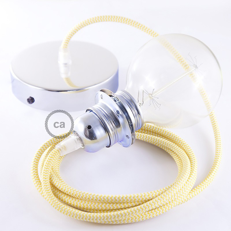 Pendel para pantalla, lámpara colgante cable textil ZigZag Amarillo RZ10