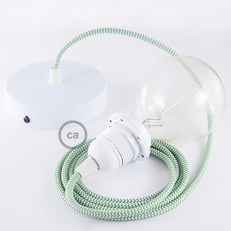 Pendel para pantalla, lámpara colgante cable textil ZigZag Verde RZ06