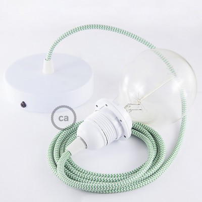 Pendel para pantalla, lámpara colgante cable textil ZigZag Verde RZ06