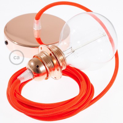 Pendel para pantalla, lámpara colgante cable textil Naranja Fluo RF15