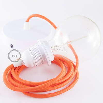 Pendel para pantalla, lámpara colgante cable textil Naranja Fluo RF15
