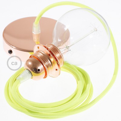 Pendel para pantalla, lámpara colgante cable textil Amarillo Fluo RF10