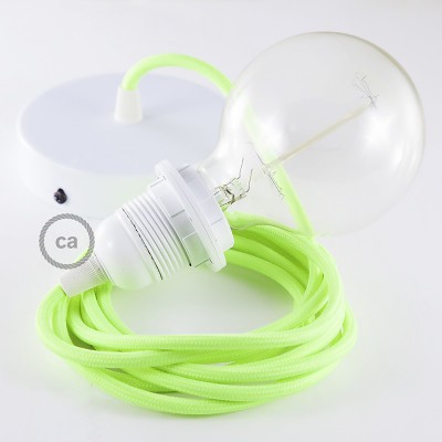 Pendel para pantalla, lámpara colgante cable textil Amarillo Fluo RF10