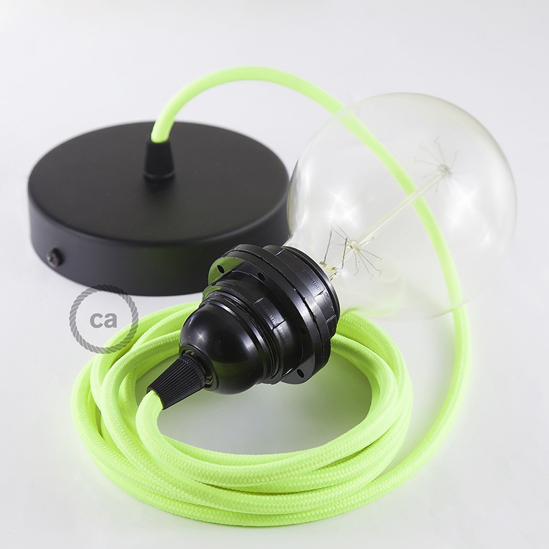 Pendel para pantalla, lámpara colgante cable textil Amarillo Fluo RF10