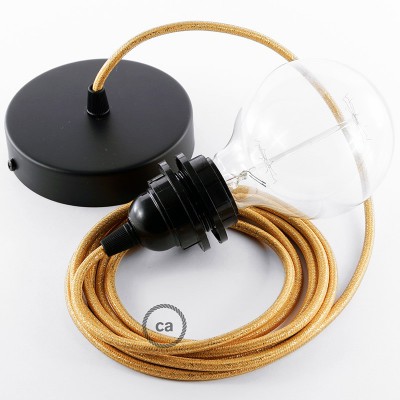 Pendel para pantalla, lámpara colgante cable textil Dorado Glitter RL05