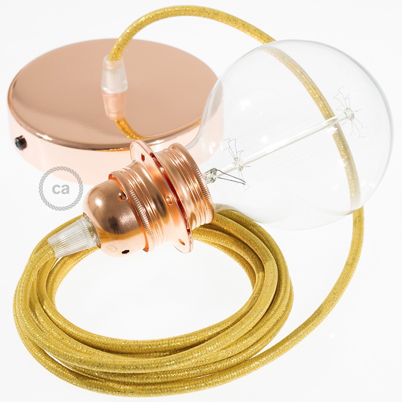 Pendel para pantalla, lámpara colgante cable textil Dorado Glitter RL05