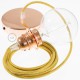 Pendel para pantalla, lámpara colgante cable textil Dorado Glitter RL05