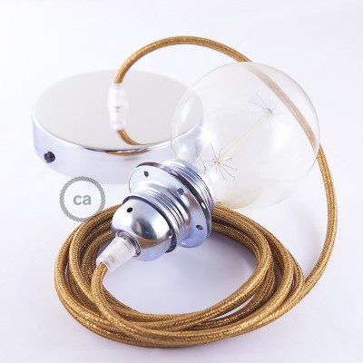 Pendel para pantalla, lámpara colgante cable textil Cobre Glitter RL22