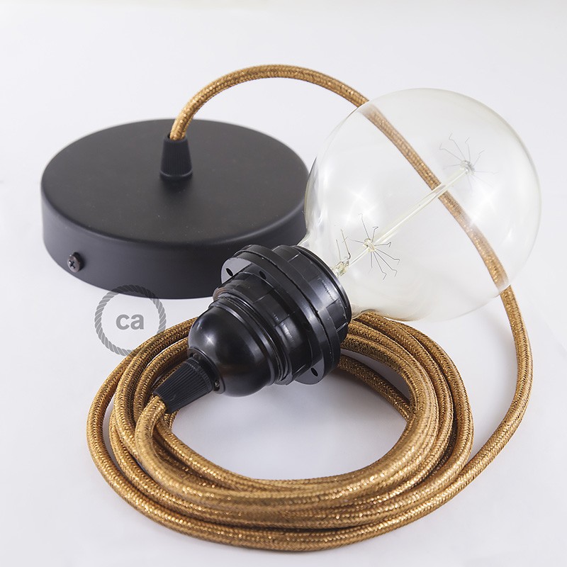 Pendel para pantalla, lámpara colgante cable textil Cobre Glitter RL22