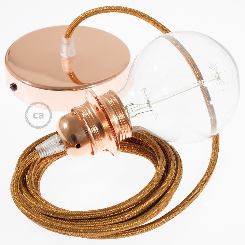 Pendel para pantalla, lámpara colgante cable textil Cobre Glitter RL22