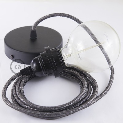 Pendel para pantalla, lámpara colgante cable textil Gris Glitter RL03