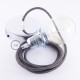Pendel para pantalla, lámpara colgante cable textil Gris Glitter RL03
