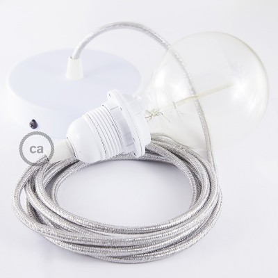 Pendel para pantalla, lámpara colgante cable textil Plateado Glitter RL02