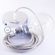 Pendel para pantalla, lámpara colgante cable textil Plateado Glitter RL02